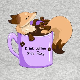 Sunny the Fox in a Coffee Cup T-Shirt